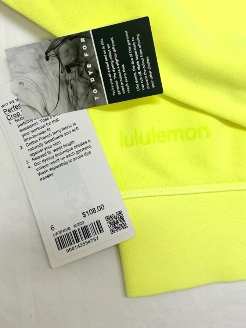 LULULEMON Rare🌟 Perfectly Oversized Cropped Crew Neon NWT🌟Size 6 - Picture 10 of 10